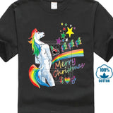 2017 Customized  Loose Black Men Tshirts Homme Tees Men's T Shirt Unicorn Rainbow Gay Pride Ugly Christmas