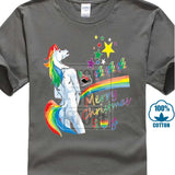 2017 Customized  Loose Black Men Tshirts Homme Tees Men's T Shirt Unicorn Rainbow Gay Pride Ugly Christmas