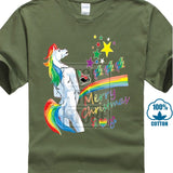 2017 Customized  Loose Black Men Tshirts Homme Tees Men's T Shirt Unicorn Rainbow Gay Pride Ugly Christmas