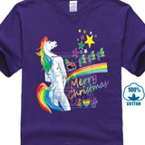 2017 Customized  Loose Black Men Tshirts Homme Tees Men's T Shirt Unicorn Rainbow Gay Pride Ugly Christmas