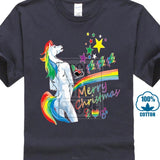 2017 Customized  Loose Black Men Tshirts Homme Tees Men's T Shirt Unicorn Rainbow Gay Pride Ugly Christmas
