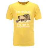 Energy Saving Mode Otter Tops T Shirt Classic Printed Tshirt Letter Round Collar Leisure Short Sleeve Cotton Men Tshirts