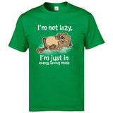 Energy Saving Mode Otter Tops T Shirt Classic Printed Tshirt Letter Round Collar Leisure Short Sleeve Cotton Men Tshirts