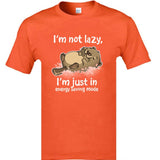 Energy Saving Mode Otter Tops T Shirt Classic Printed Tshirt Letter Round Collar Leisure Short Sleeve Cotton Men Tshirts